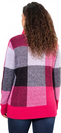 Ulla Popken Grand Check Long Sleeve Sweater Red Pink - Hettegensere og collegegensere - Myke gensere, hettegensere og strikk