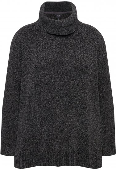 Ulla Popken Soft Textured Chenille Oversized Fit Sweater Graphite Grey - Hettegensere og collegegensere - Myke gensere, hettegensere og strikk