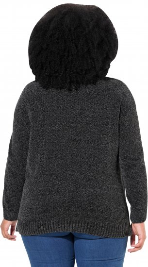 Ulla Popken Soft Textured Chenille Oversized Fit Sweater Graphite Grey - Hettegensere og collegegensere - Myke gensere, hettegensere og strikk