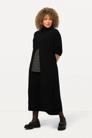 Ulla Popken Long Turtleneck Duster Sweater Black - Hettegensere og collegegensere - Myke gensere, hettegensere og strikk