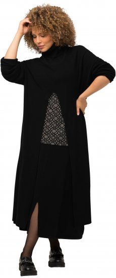 Ulla Popken Long Turtleneck Duster Sweater Black - Hettegensere og collegegensere - Myke gensere, hettegensere og strikk