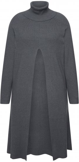 Ulla Popken Long Turtleneck Duster Sweater Graphite Grey - Hettegensere og collegegensere - Myke gensere, hettegensere og strikk