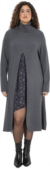 Ulla Popken Long Turtleneck Duster Sweater Graphite Grey - Hettegensere og collegegensere - Myke gensere, hettegensere og strikk