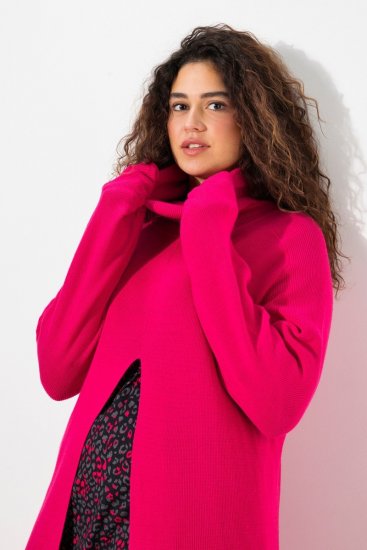 Ulla Popken Long Turtleneck Duster Sweater Red Pink - Hettegensere og collegegensere - Myke gensere, hettegensere og strikk
