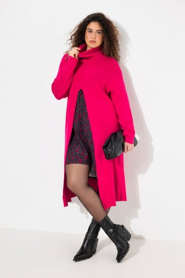 Ulla Popken Long Turtleneck Duster Sweater Red Pink - Hettegensere og collegegensere - Myke gensere, hettegensere og strikk