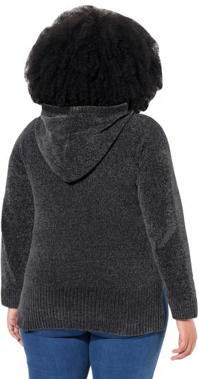 Ulla Popken Chenille Knit Hoodie Graphite Grey - Hettegensere og collegegensere - 