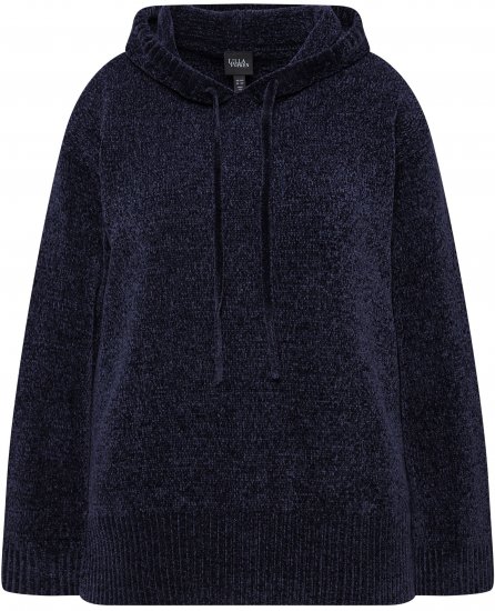 Ulla Popken Chenille Knit Hoodie Navy - Hettegensere og collegegensere - 