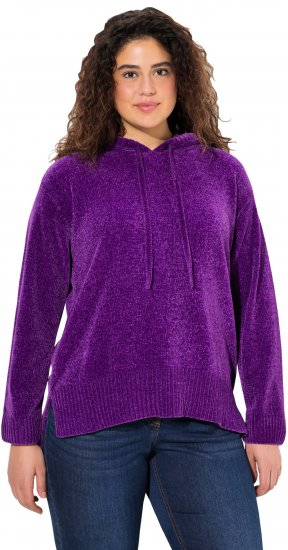 Ulla Popken Chenille Knit Hoodie Dark Purple - Hettegensere og collegegensere - Myke gensere, hettegensere og strikk