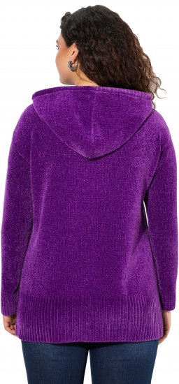 Ulla Popken Chenille Knit Hoodie Dark Purple - Hettegensere og collegegensere - Myke gensere, hettegensere og strikk