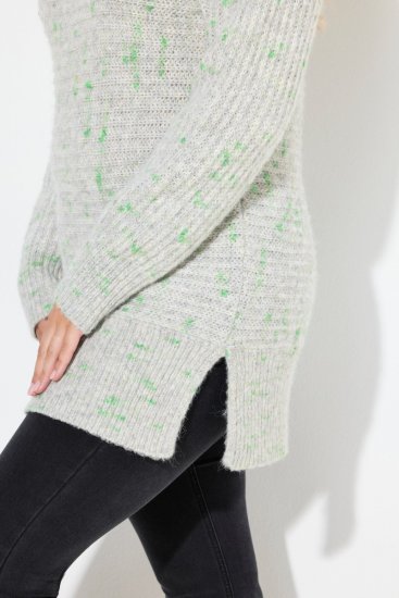 Ulla Popken Space Yarn Oversized Turtleneck Sweater Light Grey Melange - Hettegensere og collegegensere - Myke gensere, hettegensere og strikk