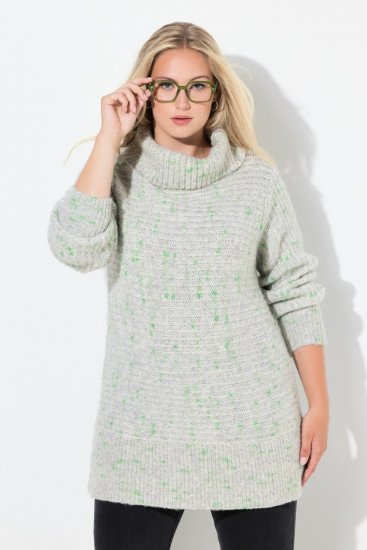 Ulla Popken Space Yarn Oversized Turtleneck Sweater Light Grey Melange - Hettegensere og collegegensere - Myke gensere, hettegensere og strikk