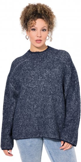 Ulla Popken Striped Wool Blend Turtleneck Sweater Ink Blue - Hettegensere og collegegensere - 