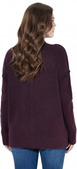 Ulla Popken Contrast Trim Long Sleeve Sweater Dark Ruby - Hettegensere og collegegensere - Myke gensere, hettegensere og strikk