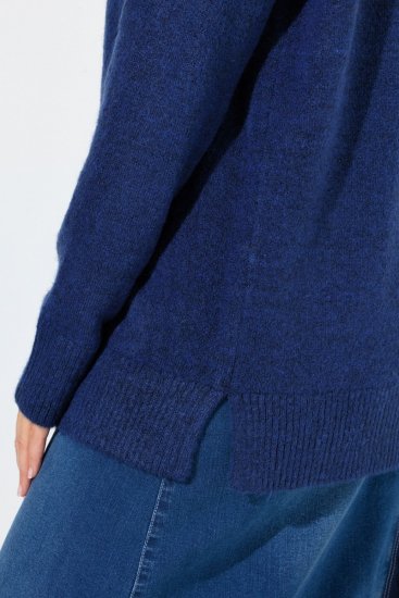 Ulla Popken Contrast Trim Long Sleeve Sweater Dark Blue - Hettegensere og collegegensere - Myke gensere, hettegensere og strikk