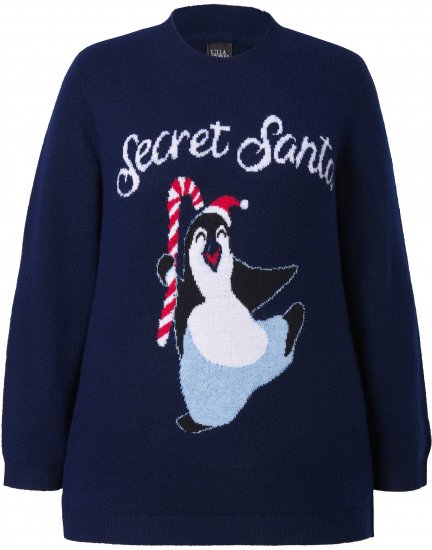 Ulla Popken Whimsical Holiday Sweater Navy - Hettegensere og collegegensere - Myke gensere, hettegensere og strikk
