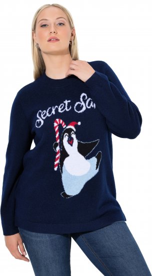 Ulla Popken Whimsical Holiday Sweater Navy - Hettegensere og collegegensere - Myke gensere, hettegensere og strikk