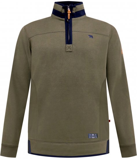 D555 Leicester 2 Quarter Neck Fleece Sweatshirt Khaki - Gensere og hettegensere - Store hettegensere - 2XL-14XL