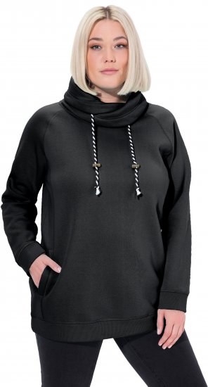 Ulla Popken Drawstring Collar Long Sleeve Sweatshirt Black - Hettegensere og collegegensere - 