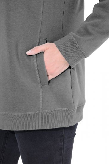 Ulla Popken Drawstring Collar Long Sleeve Sweatshirt Graphite Grey - Ulla Popken - Ulla Popken Plus-Size Klær