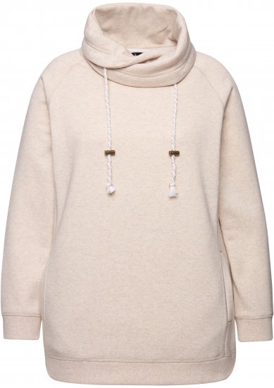Ulla Popken Drawstring Collar Long Sleeve Sweatshirt Nature Melange - Hettegensere og collegegensere - Myke gensere, hettegensere og strikk