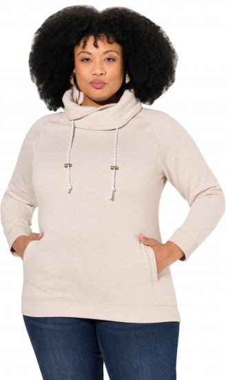 Ulla Popken Drawstring Collar Long Sleeve Sweatshirt Nature Melange - Hettegensere og collegegensere - Myke gensere, hettegensere og strikk