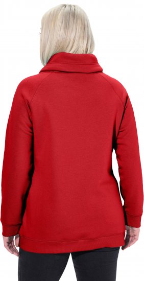 Ulla Popken Drawstring Collar Long Sleeve Sweatshirt Salsa Red - Hettegensere og collegegensere - 