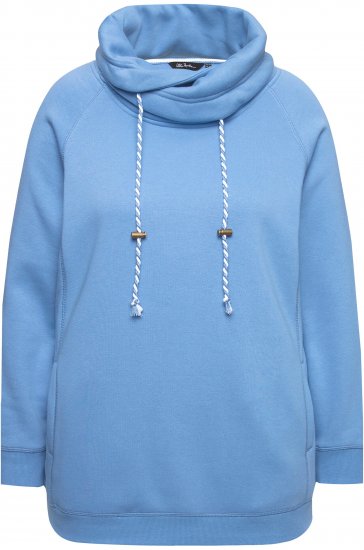 Ulla Popken Drawstring Collar Long Sleeve Sweatshirt Light Cornflower - Hettegensere og collegegensere - Myke gensere, hettegensere og strikk