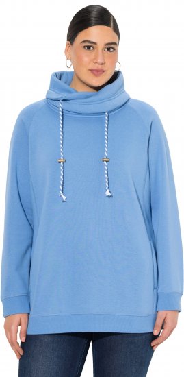 Ulla Popken Drawstring Collar Long Sleeve Sweatshirt Light Cornflower - Hettegensere og collegegensere - Myke gensere, hettegensere og strikk