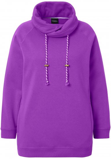 Ulla Popken Drawstring Collar Long Sleeve Sweatshirt Purple - Hettegensere og collegegensere - 