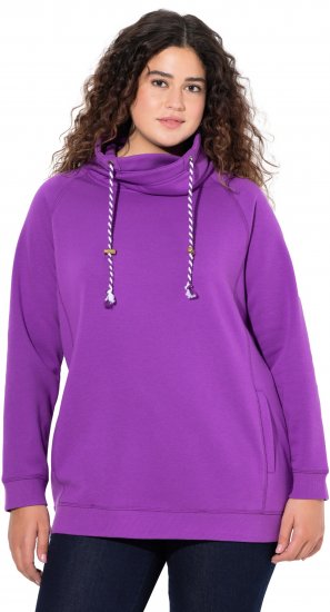 Ulla Popken Drawstring Collar Long Sleeve Sweatshirt Purple - Hettegensere og collegegensere - 