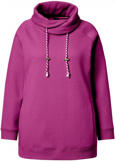 Ulla Popken Drawstring Collar Long Sleeve Sweatshirt Berry - Hettegensere og collegegensere - Myke gensere, hettegensere og strikk