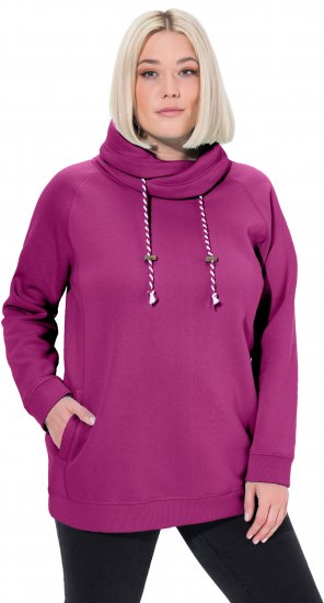Ulla Popken Drawstring Collar Long Sleeve Sweatshirt Berry - Hettegensere og collegegensere - Myke gensere, hettegensere og strikk