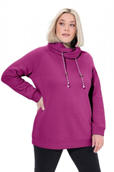 Ulla Popken Drawstring Collar Long Sleeve Sweatshirt Berry - Hettegensere og collegegensere - Myke gensere, hettegensere og strikk