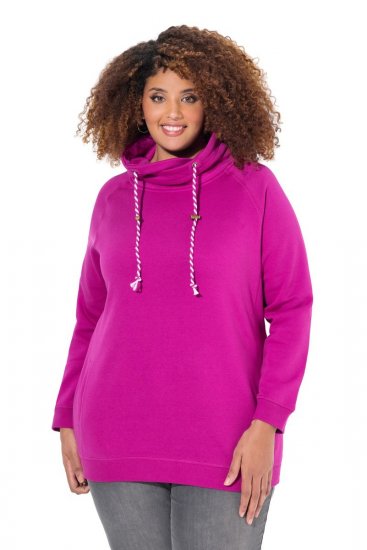 Ulla Popken Drawstring Collar Long Sleeve Sweatshirt Berry - Hettegensere og collegegensere - Myke gensere, hettegensere og strikk