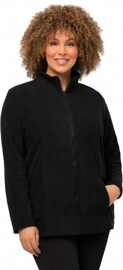 Ulla Popken Modular Fleece Zip Front Jacket Black - Hettegensere og collegegensere - Myke gensere, hettegensere og strikk