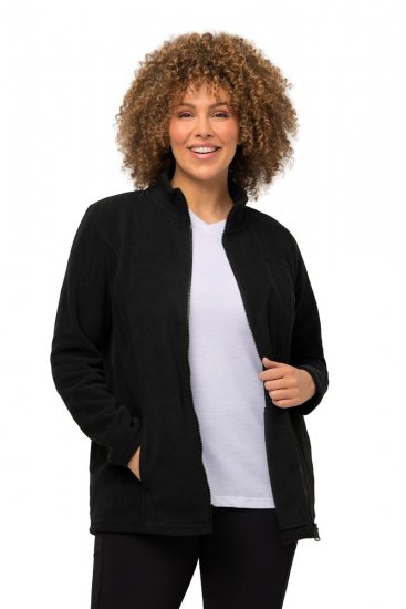 Ulla Popken Modular Fleece Zip Front Jacket Black - Hettegensere og collegegensere - Myke gensere, hettegensere og strikk