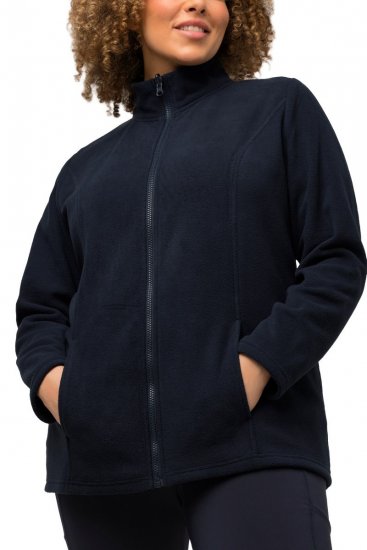 Ulla Popken Modular Fleece Zip Front Jacket Navy - Hettegensere og collegegensere - Myke gensere, hettegensere og strikk