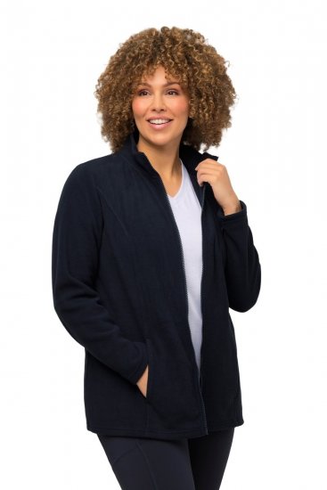 Ulla Popken Modular Fleece Zip Front Jacket Navy - Hettegensere og collegegensere - Myke gensere, hettegensere og strikk
