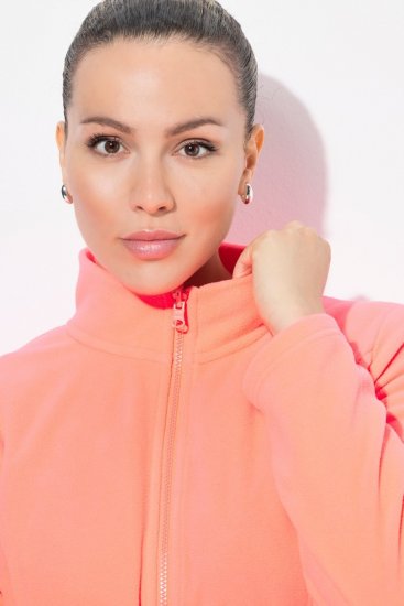 Ulla Popken Modular Fleece Zip Front Jacket Neon Pink - Hettegensere og collegegensere - Myke gensere, hettegensere og strikk