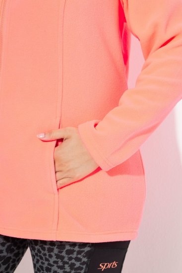 Ulla Popken Modular Fleece Zip Front Jacket Neon Pink - Hettegensere og collegegensere - Myke gensere, hettegensere og strikk