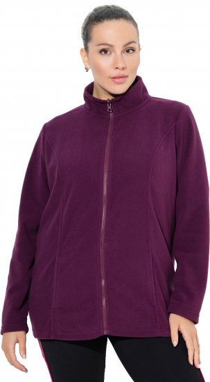 Ulla Popken Modular Fleece Zip Front Jacket Dark Cherry - Hettegensere og collegegensere - Myke gensere, hettegensere og strikk