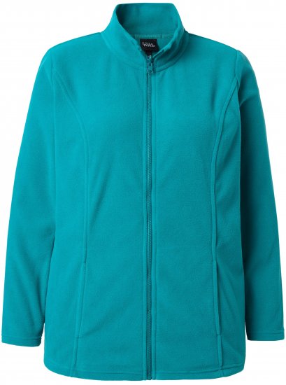 Ulla Popken Modular Fleece Zip Front Jacket Emerald - Hettegensere og collegegensere - Myke gensere, hettegensere og strikk