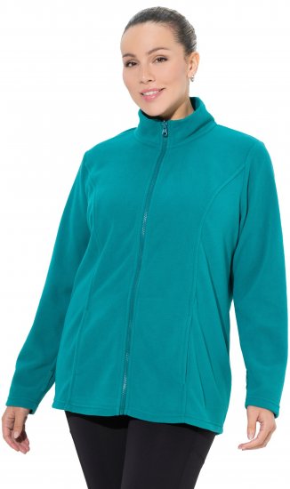 Ulla Popken Modular Fleece Zip Front Jacket Emerald - Hettegensere og collegegensere - Myke gensere, hettegensere og strikk