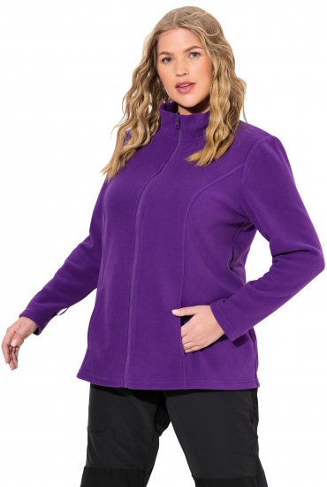 Ulla Popken Modular Fleece Zip Front Jacket Dark Plum - Hettegensere og collegegensere - Myke gensere, hettegensere og strikk