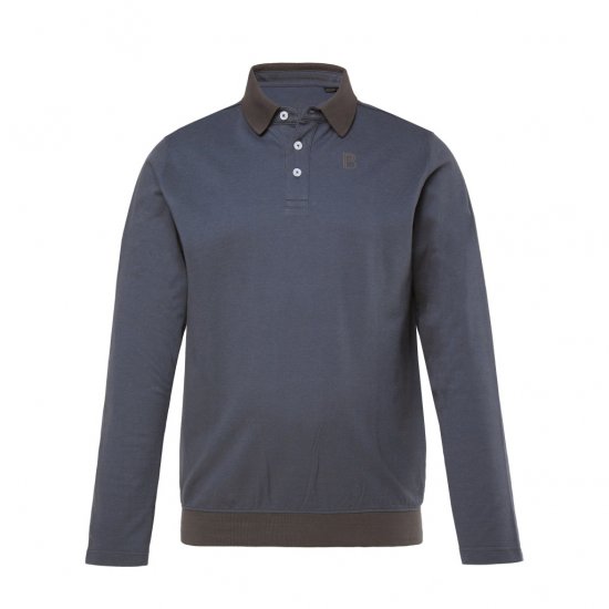 Boston Park Polo Shirt Long Sleeve Pique Grey - Polo- & piqueskjorter - Poloskjorte i store størrelser - 2XL-8XL