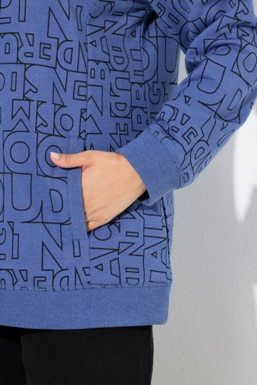 Ulla Popken Teddy Collar Printed Sweatshirt Atlantic Blue - Hettegensere og collegegensere - Myke gensere, hettegensere og strikk