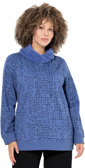 Ulla Popken Teddy Collar Printed Sweatshirt Atlantic Blue - Hettegensere og collegegensere - 