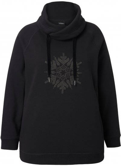 Ulla Popken Rhinestone Snowflake Turtleneck Sweatshirt Black - Hettegensere og collegegensere - Myke gensere, hettegensere og strikk