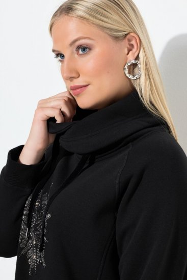 Ulla Popken Rhinestone Snowflake Turtleneck Sweatshirt Black - Hettegensere og collegegensere - Myke gensere, hettegensere og strikk