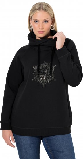 Ulla Popken Rhinestone Snowflake Turtleneck Sweatshirt Black - Hettegensere og collegegensere - Myke gensere, hettegensere og strikk